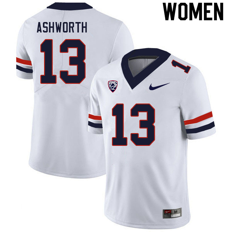 Women #13 Luke Ashworth Arizona Wildcats College Football Jerseys Sale-White
